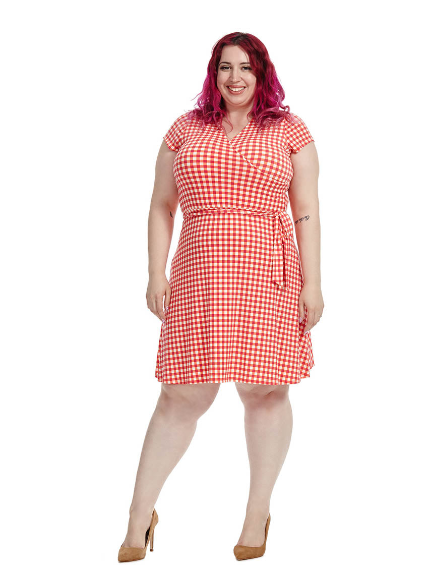 Perfect Wrap Dress In Gingham Raspberry ...